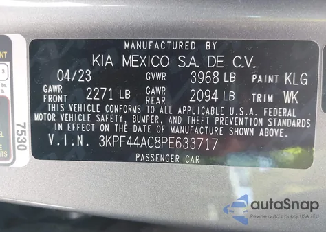 2023 Kia Forte Gt from USA, damaged, VIN 3KPF44AC8PE633717